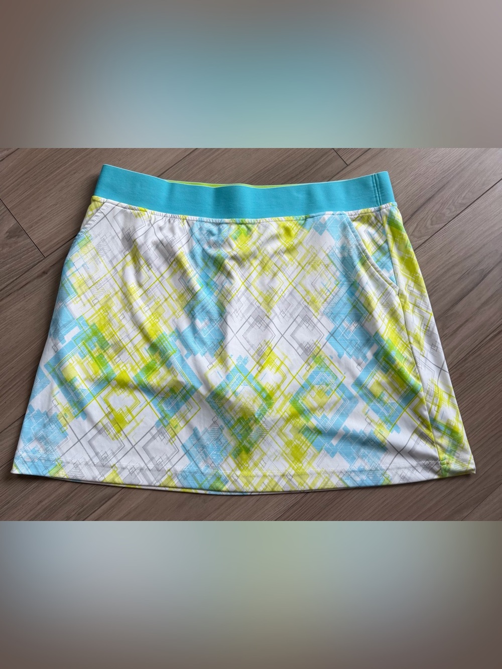 Callaway Opti-dry Women's Aqua & Yellow Patterned Athletic Skort XL